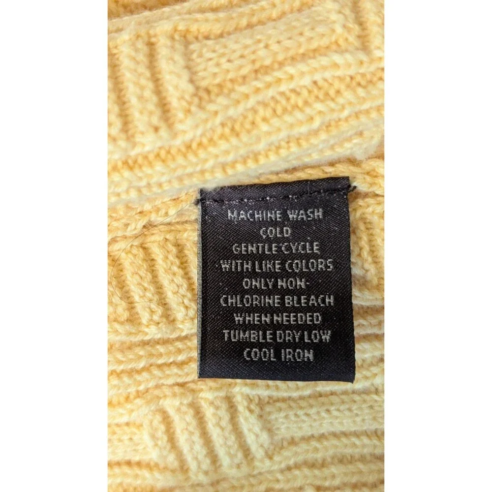 Tasso Elba Golf Sweater Vest Mens Medium Yellow Basketweave Knit 100% Cotton